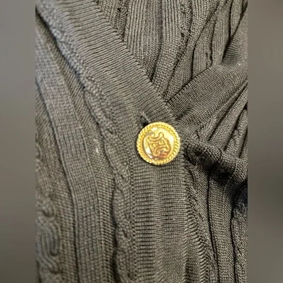 Celine Black 100% Wool Vintage Ribbed Women's Sweater- Large - Picture 8 of 14